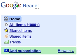 Google Reader + de 1000 feeds